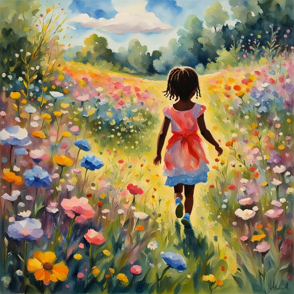 Magical Meadow Dreamscape in Gouache and Watercolor