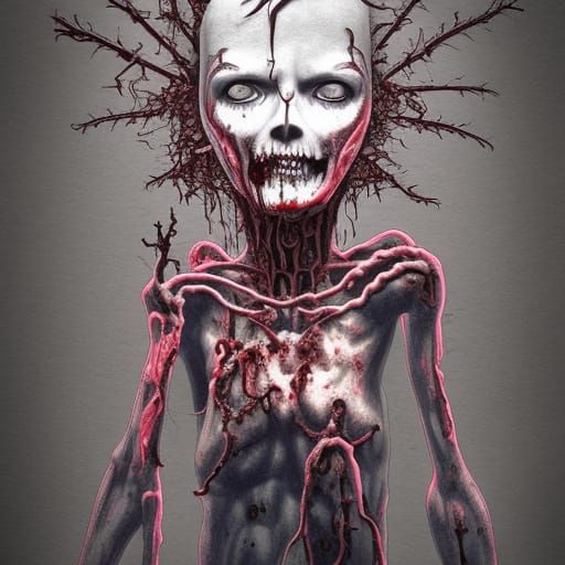 Zombie EMT in Ambulance: Dystopian Gothic Art