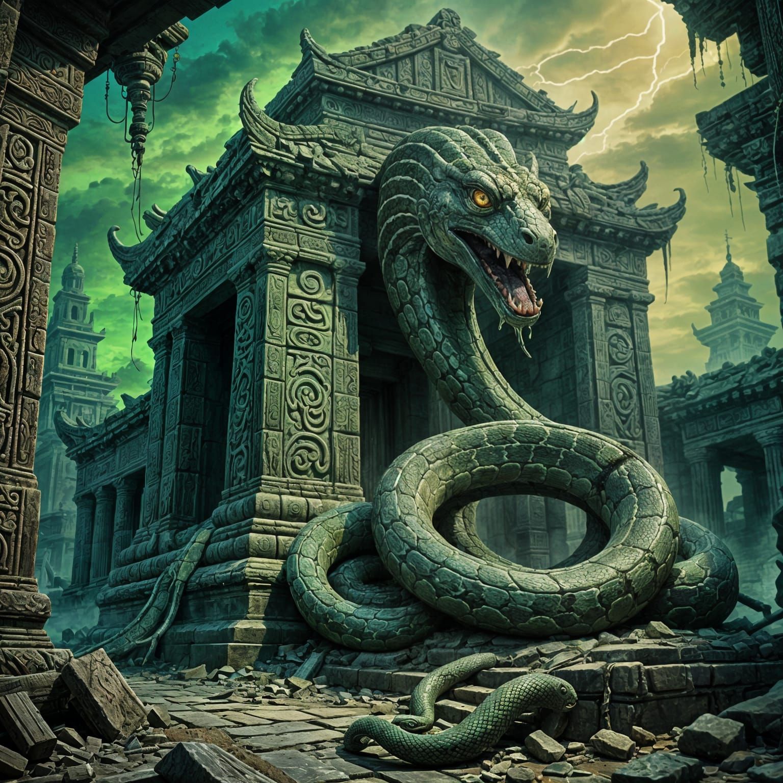 Serpent Adorned with Ancient Symbols