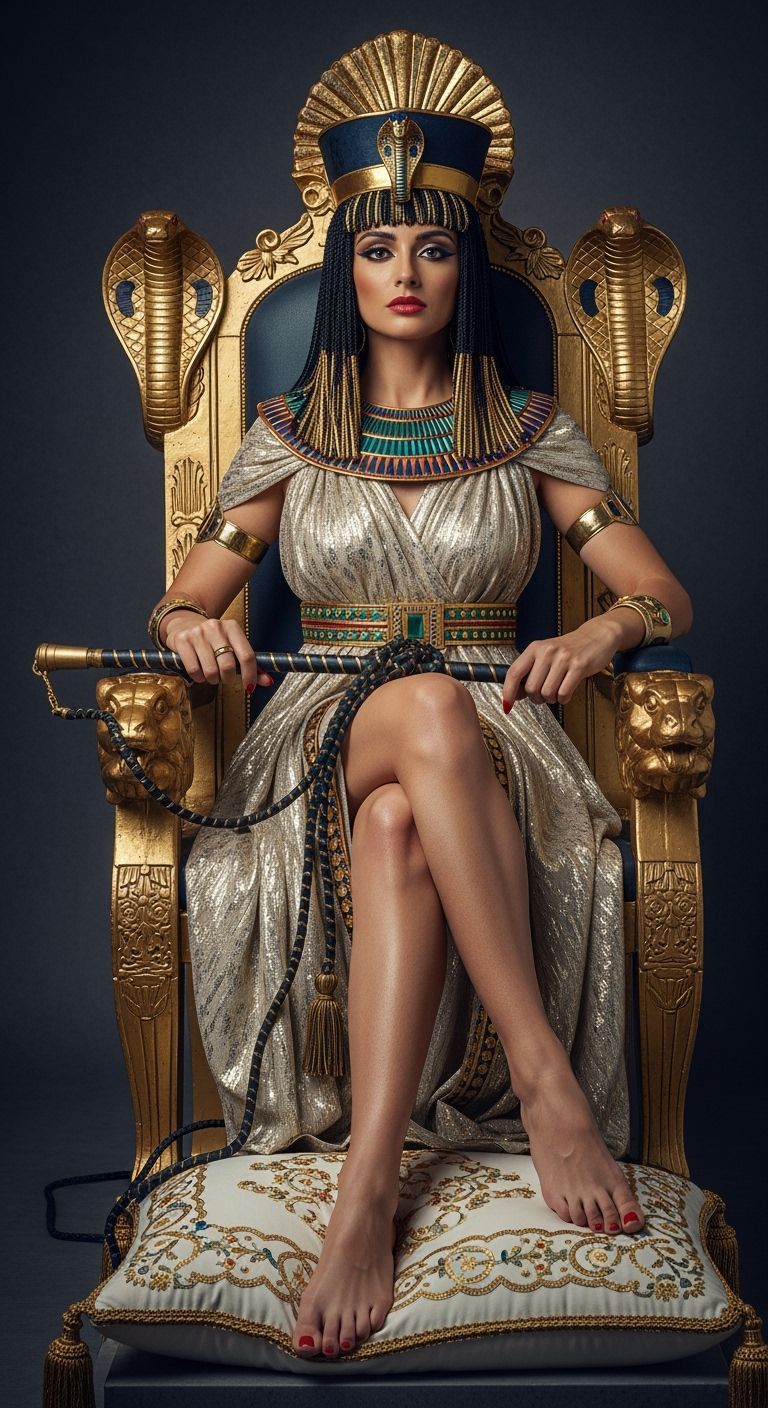 Regal Egyptian Queen on Opulent Throne