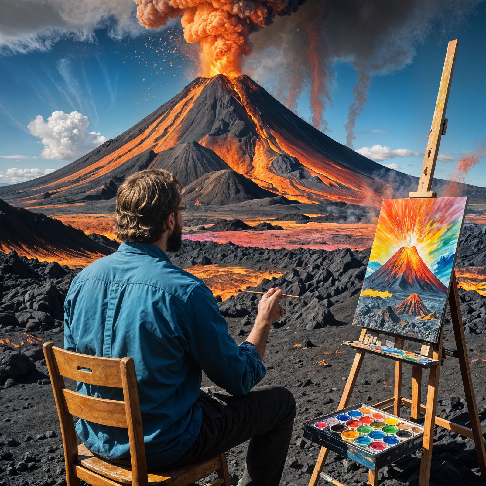 Surreal Impressionistic Painter Captures Volcano Eruption