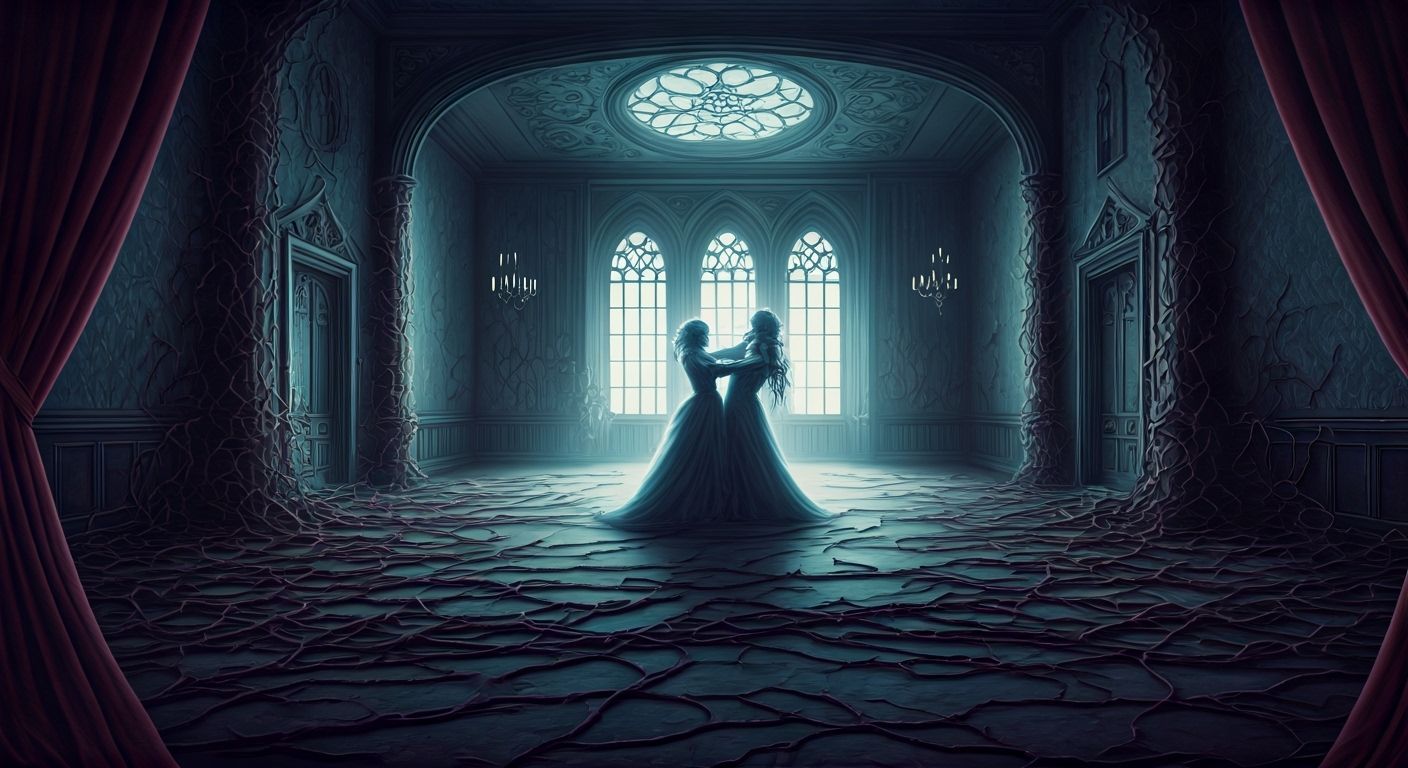 Abandoned Gothic Villa in Twilight Mist