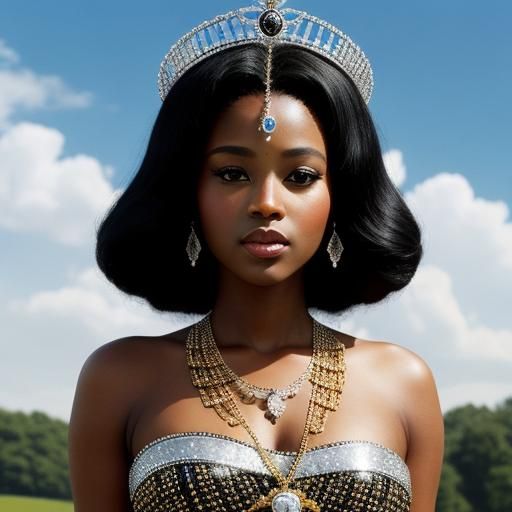 Regal Black Goddess: A Timeless Royal Portrait