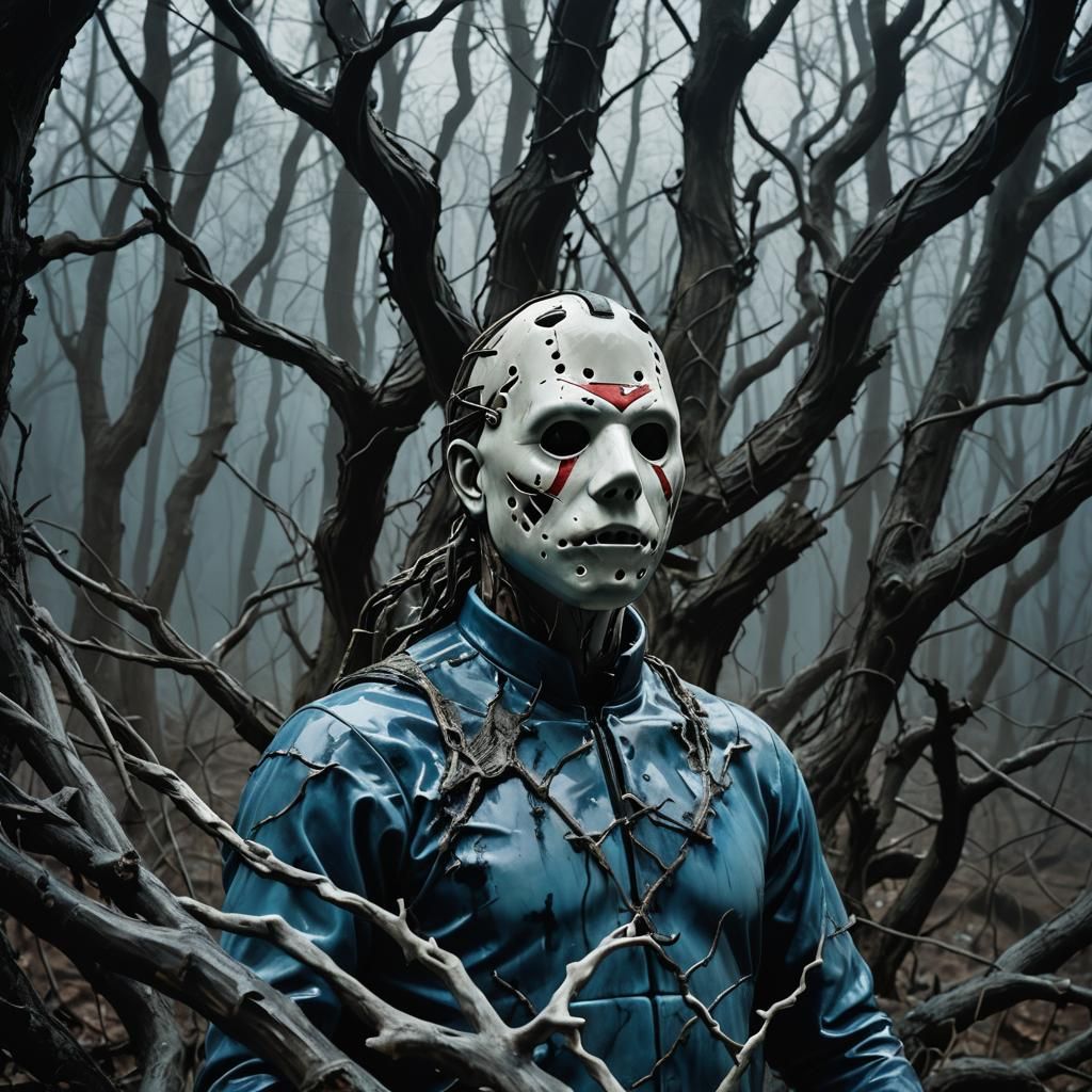 Ethereal Horror: Demonic Jason Voorhees in Twisted Forest