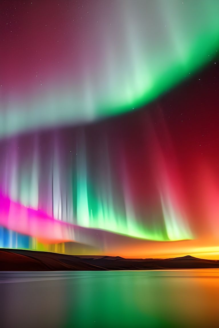 Colorful Arctic Aurora Borealis Digital Illustration