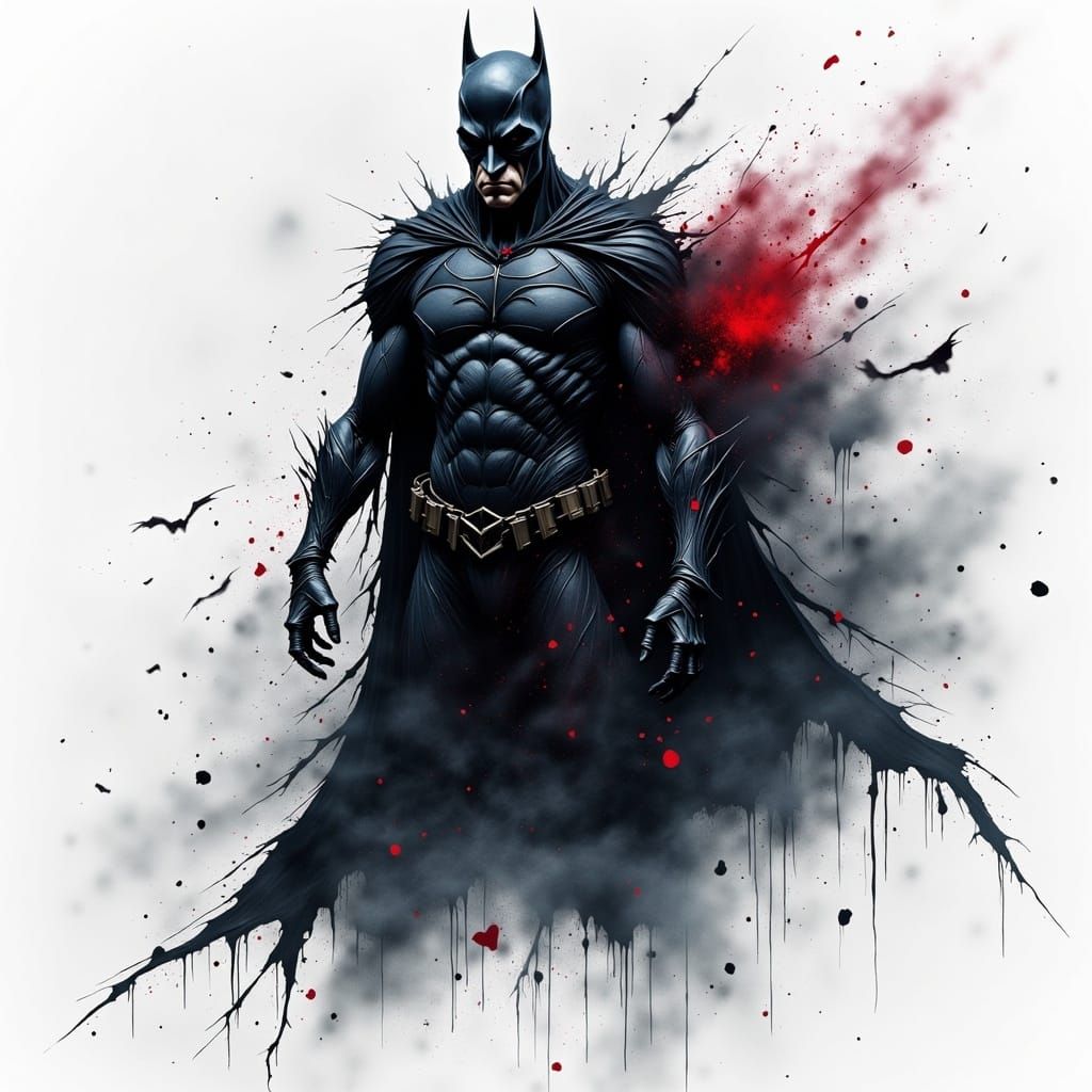 ""The Dark Knight" <lora:Dark Art FX New:1.0>isolated on whi...