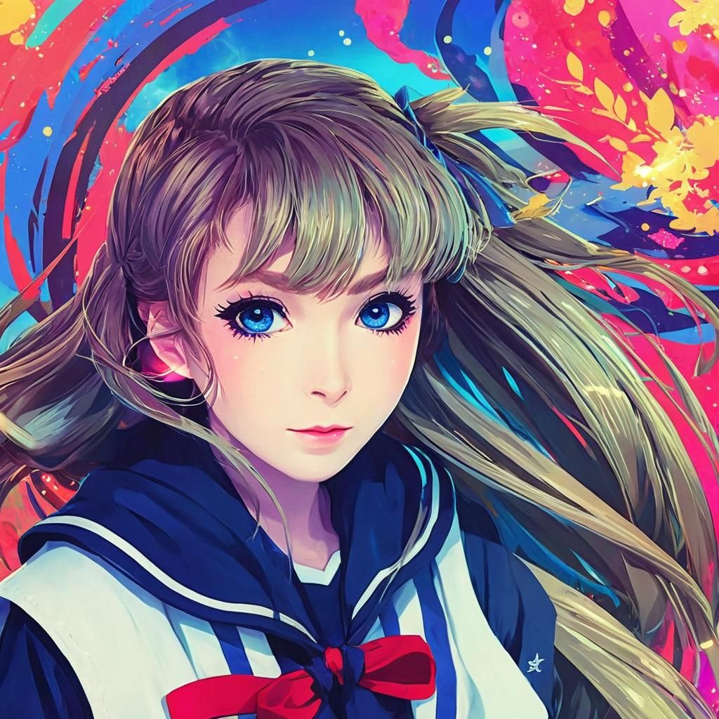 Transformed Sailor Guardian in Vibrant Anime Style