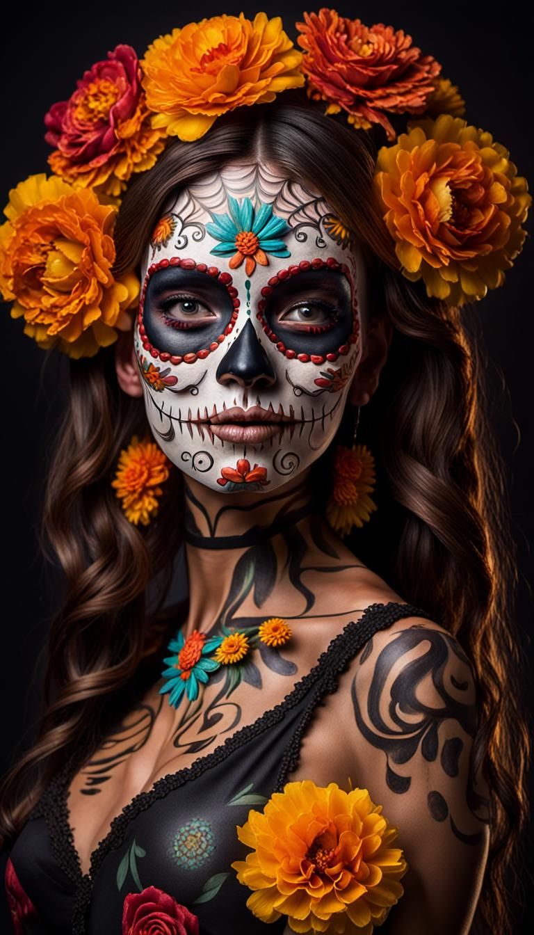 Day of the Dead Woman with Sugar Skull Face Paint