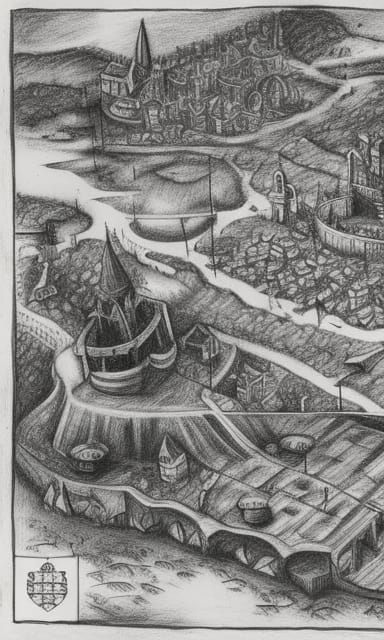 Detailed Charcoal Drawing: Brazil's Medieval Map