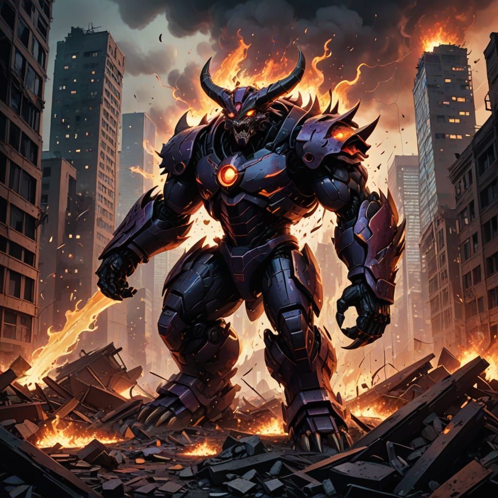 Mighty Hoopa Wrecks Metropolis in Anime-Inspired Art