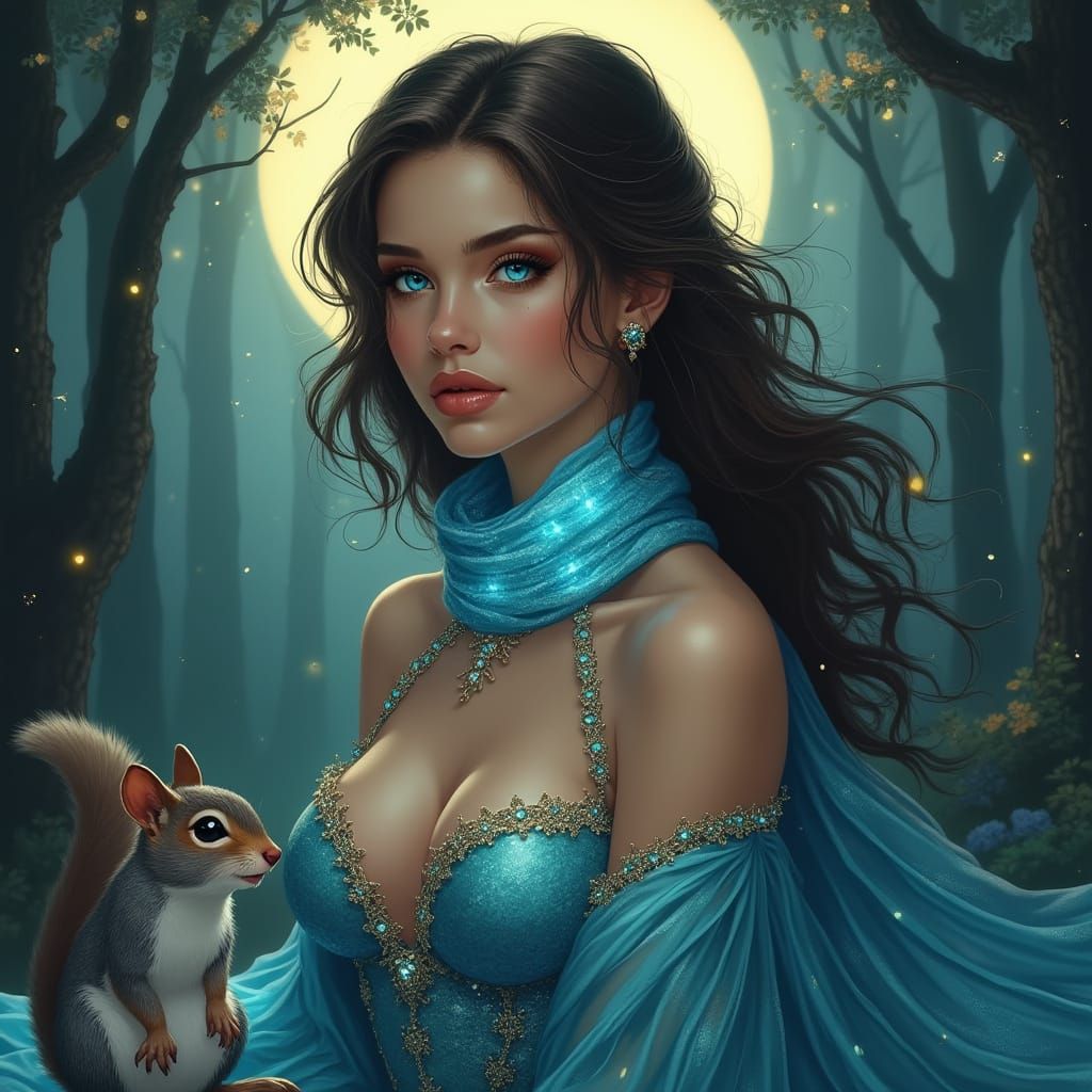 Ethereal Woman Portrait in Magical Moonlight