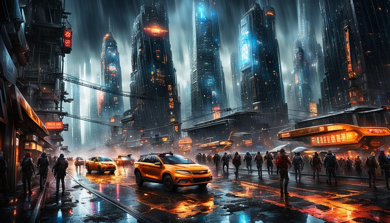 Androids Unleash Fiery Chaos on Metropolis in Film-Noir Styl...