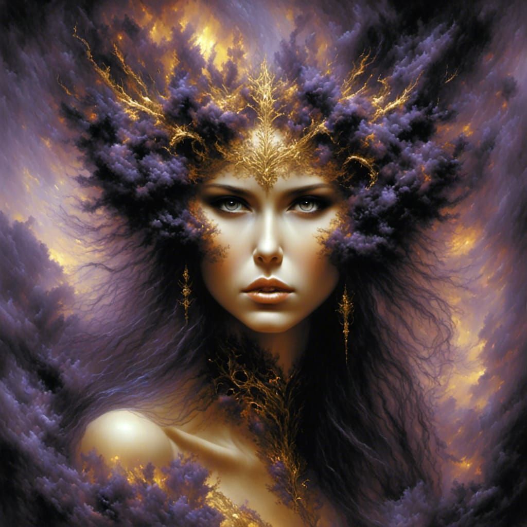 Jimi Hendrix Abstract Portrait in Fantasy Style