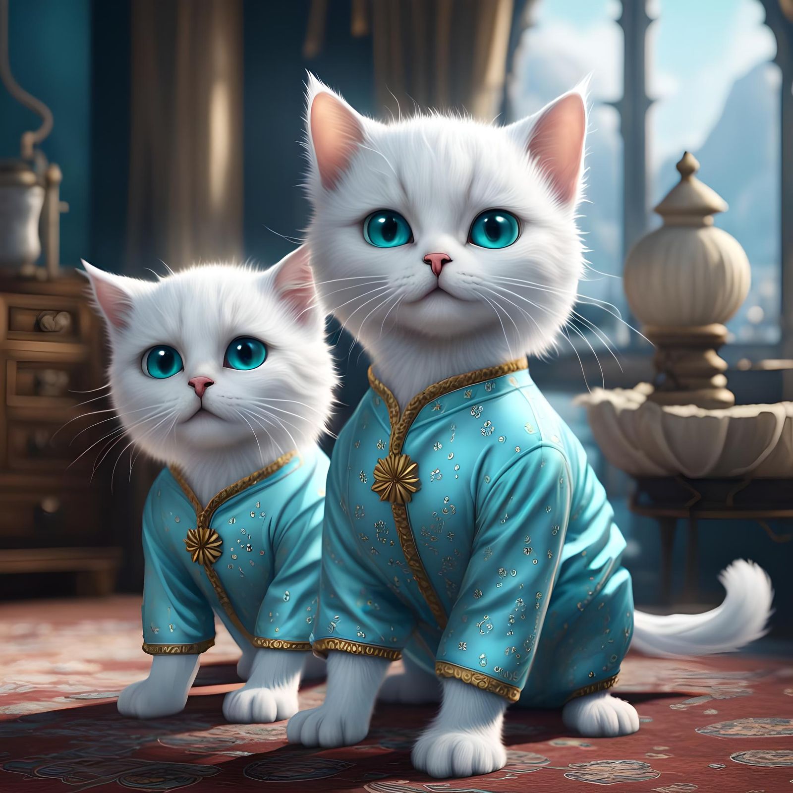 Cats in Pajamas: A Fantastical Digital Painting