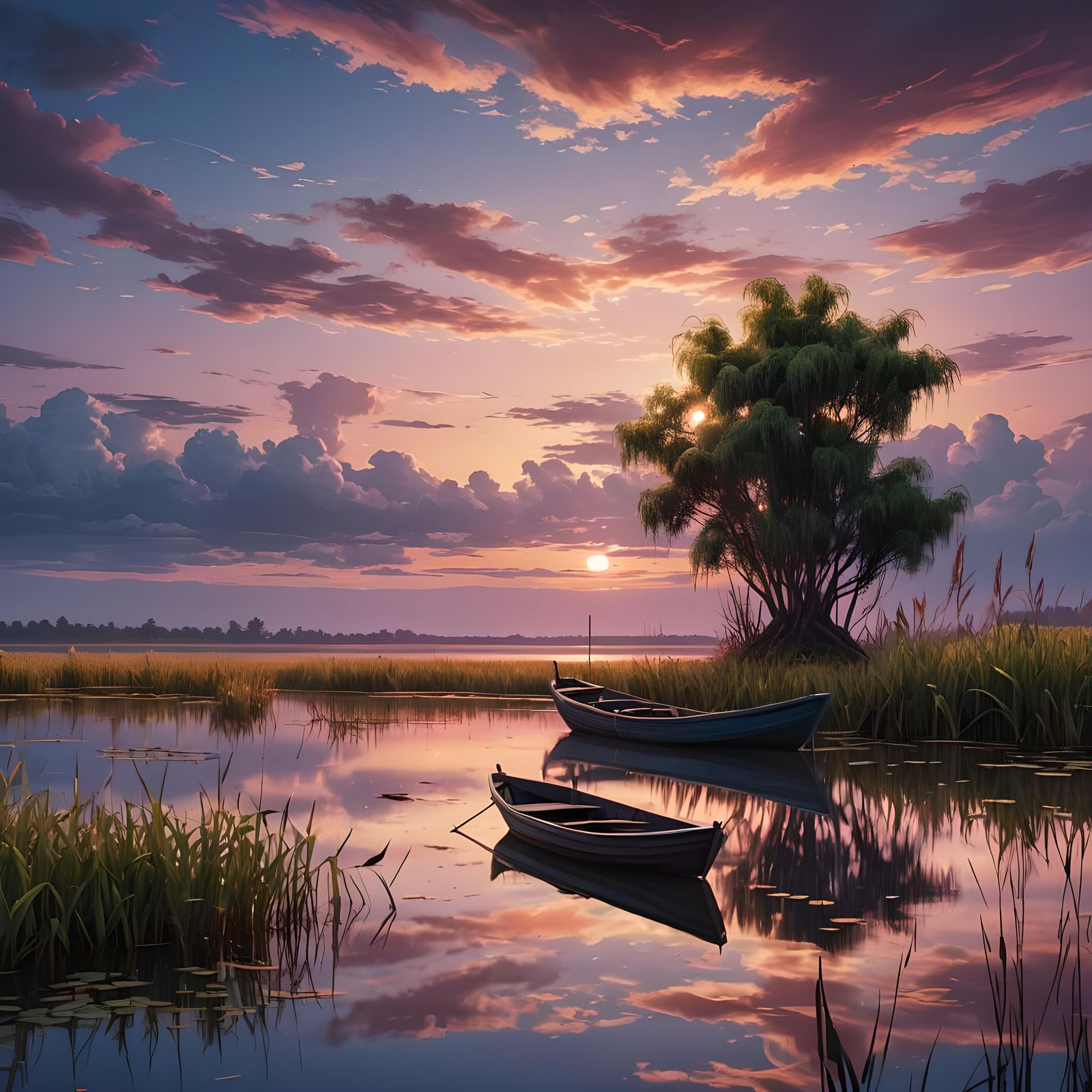 Sunset Lagoon: A Tranquil Shores Painting