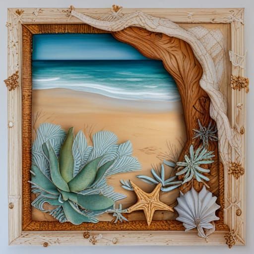 Mediterranean Beach Day Decoupage Art