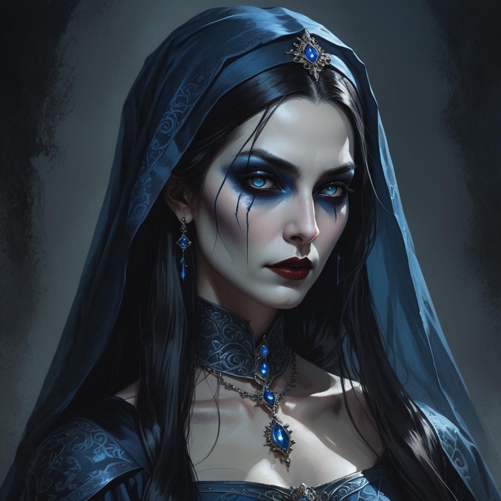 Empress Vampire Portrait in Dark Gothic Style