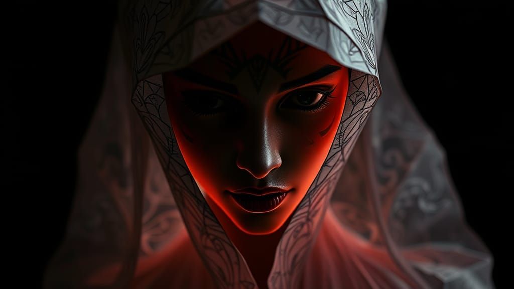 Origami Latina Woman in Dark Fantasy Style