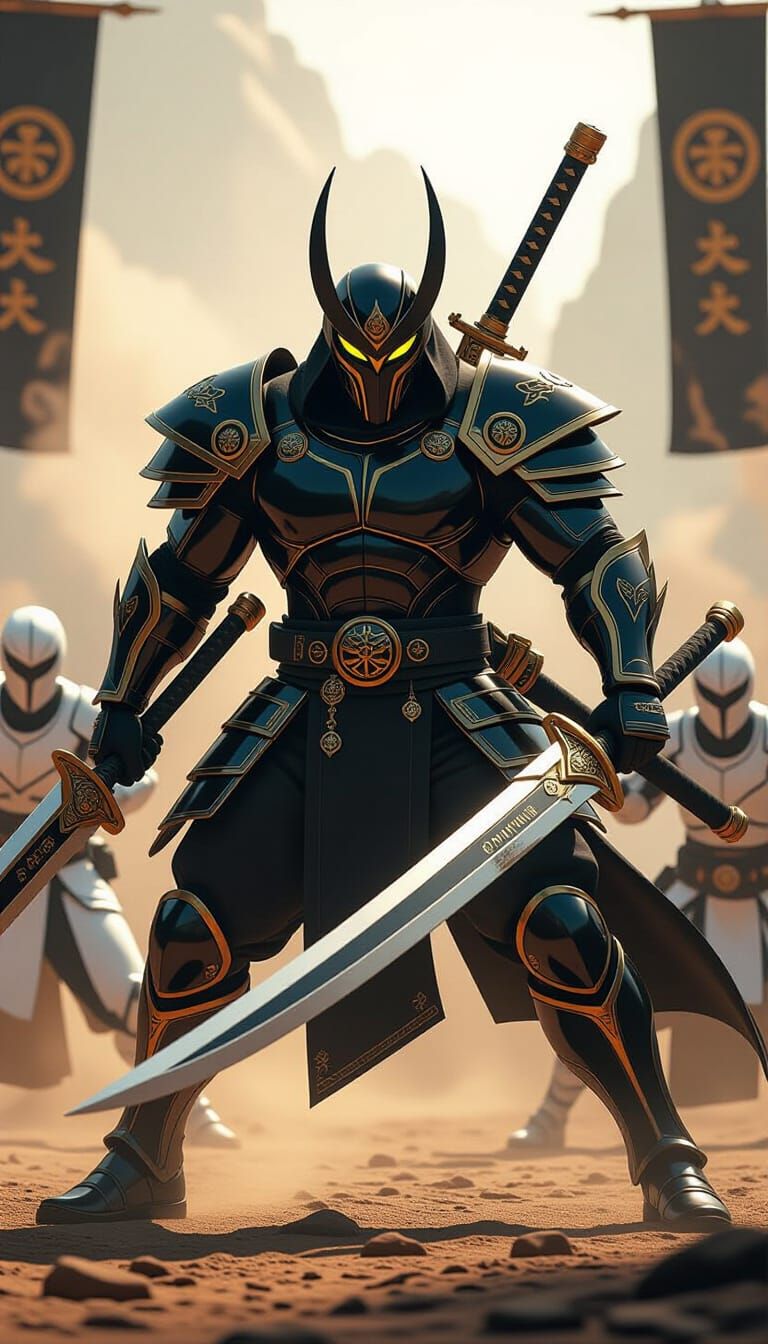 Futuristic Ninja Warriors Clash in Epic Battle