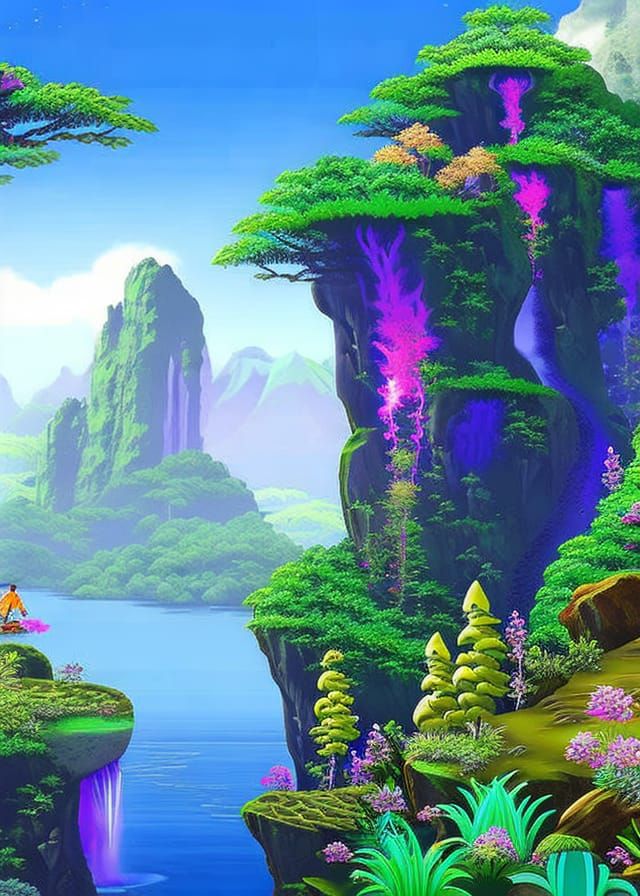 Pandora-like Landscape with Floating Mountains