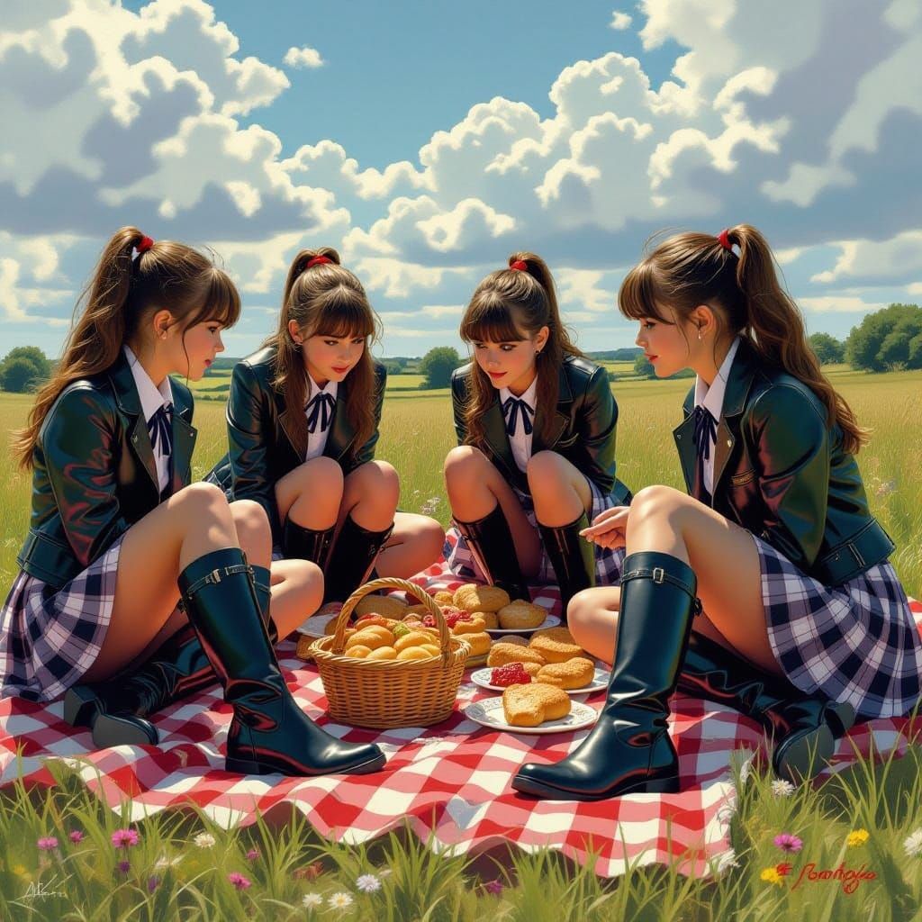 Normandy Schoolgirls in Hyperrealistic Bunty Comic Style