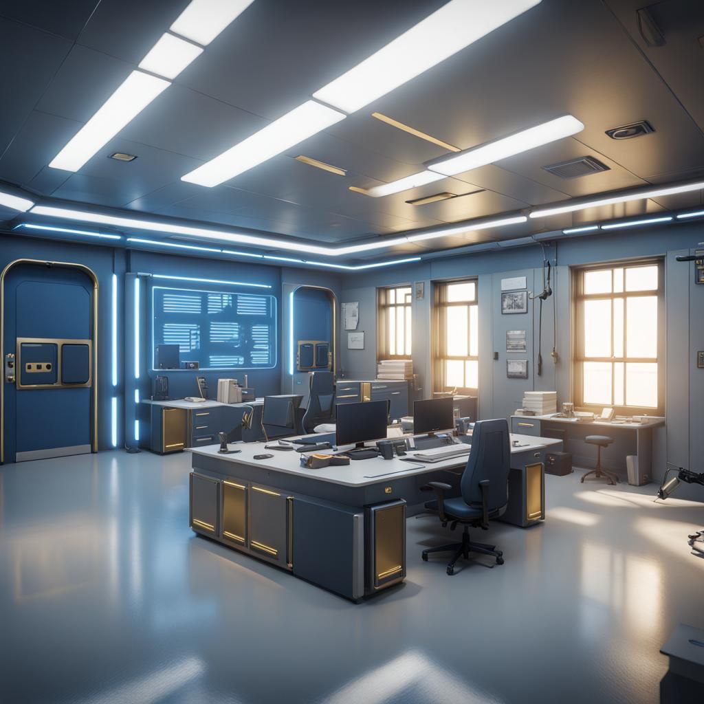 Futuristic Police Station Holding Room in 3D