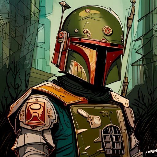 Iconic Boba Fett Silhouette Art