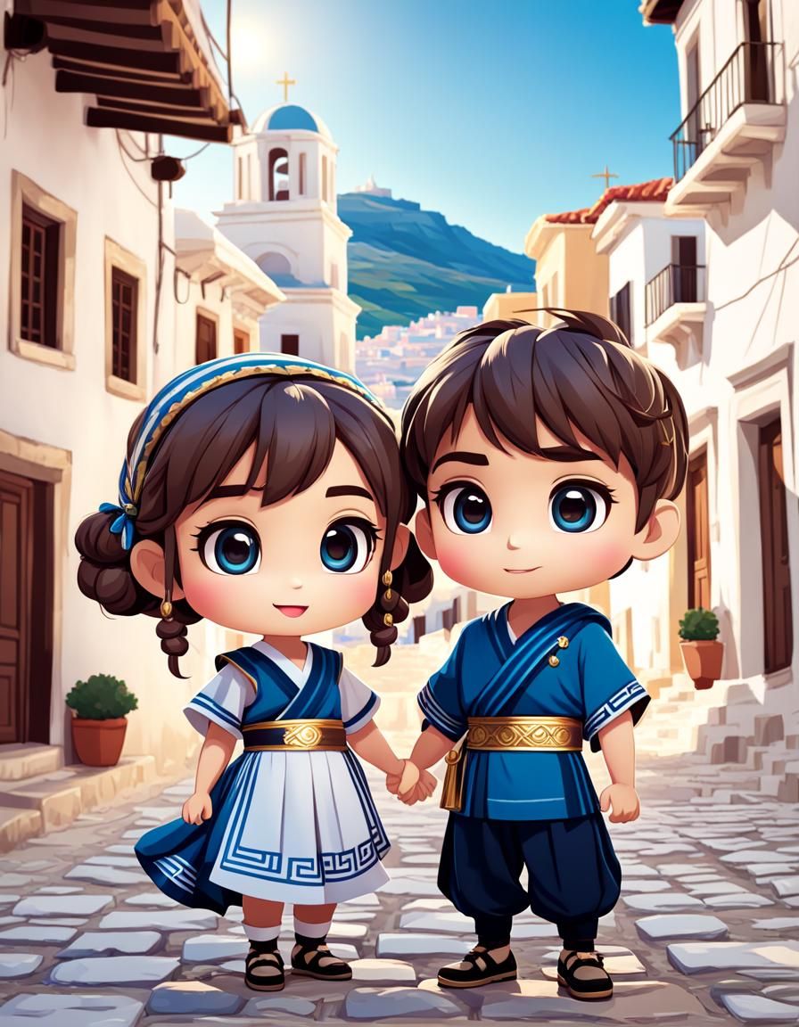 Chibi Characters Visit Athens in 8K