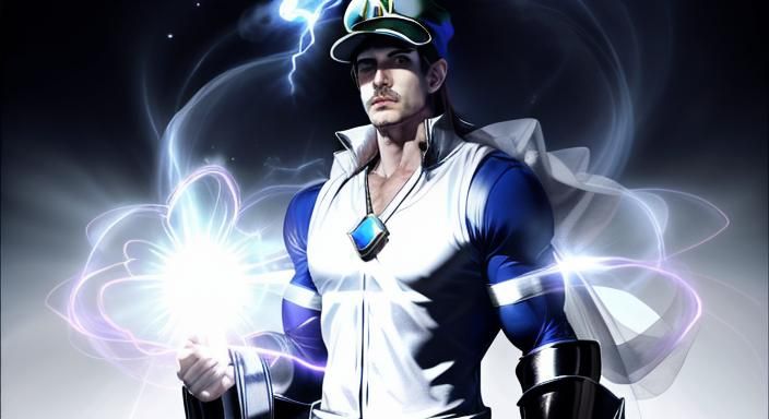 Luigi as Super Saiyan God in Photorealistic Style