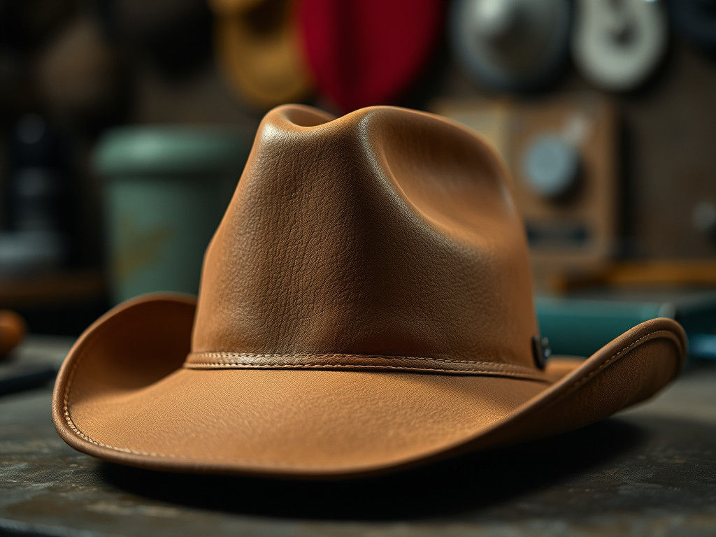 Dog-Themed Cowboy Hat on Hatmaking Workbench