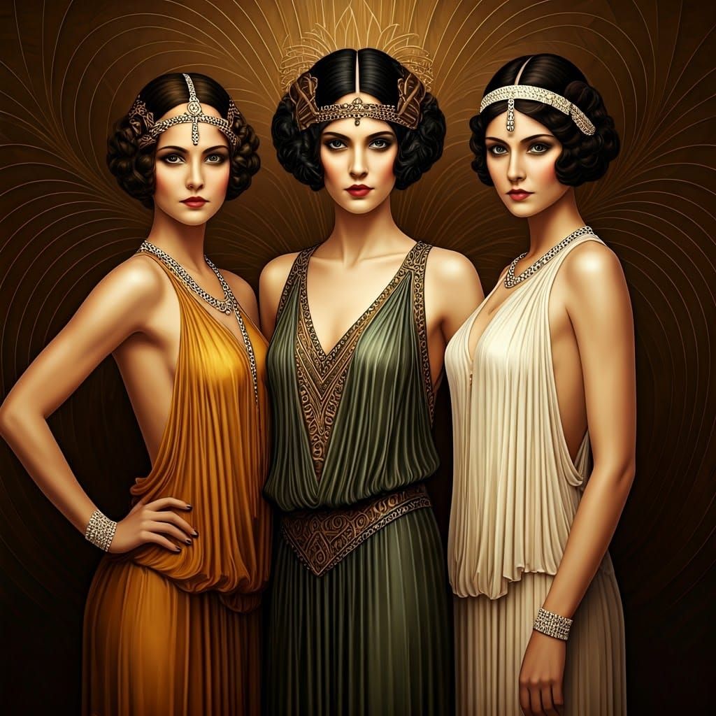 Art Deco Goddess Beauty as Greek Muses