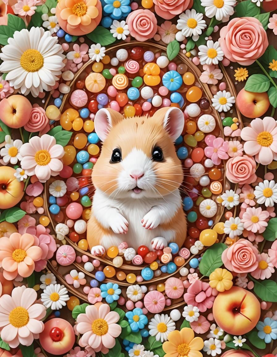 Vibrant Hamster in Candy Wonderland