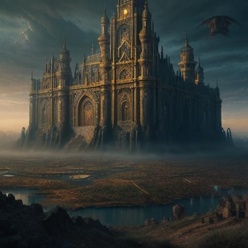 Arcane Symbols Cover Infinite Wall in Digital Painting