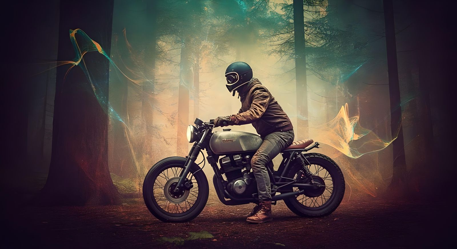 Mountain Biker's Quantum Entanglement: Digital Art