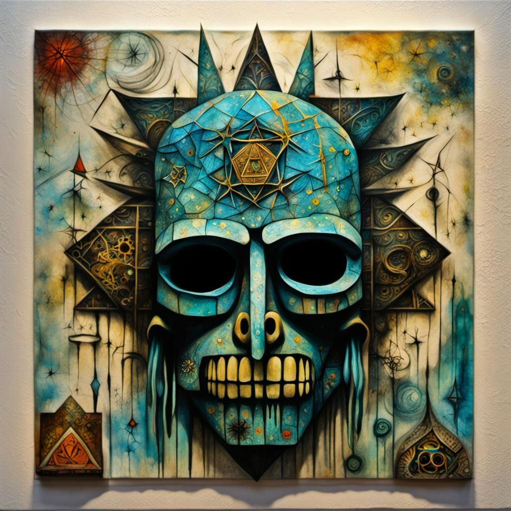 Surreal Tiki Mask in a Futuristic Dreamscape