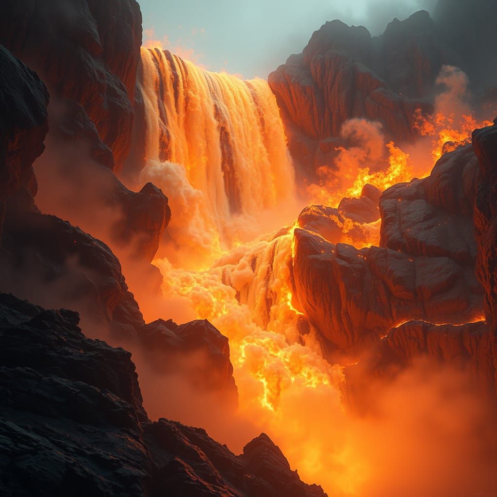 Inferno Falls: A Photorealistic Digital Masterpiece