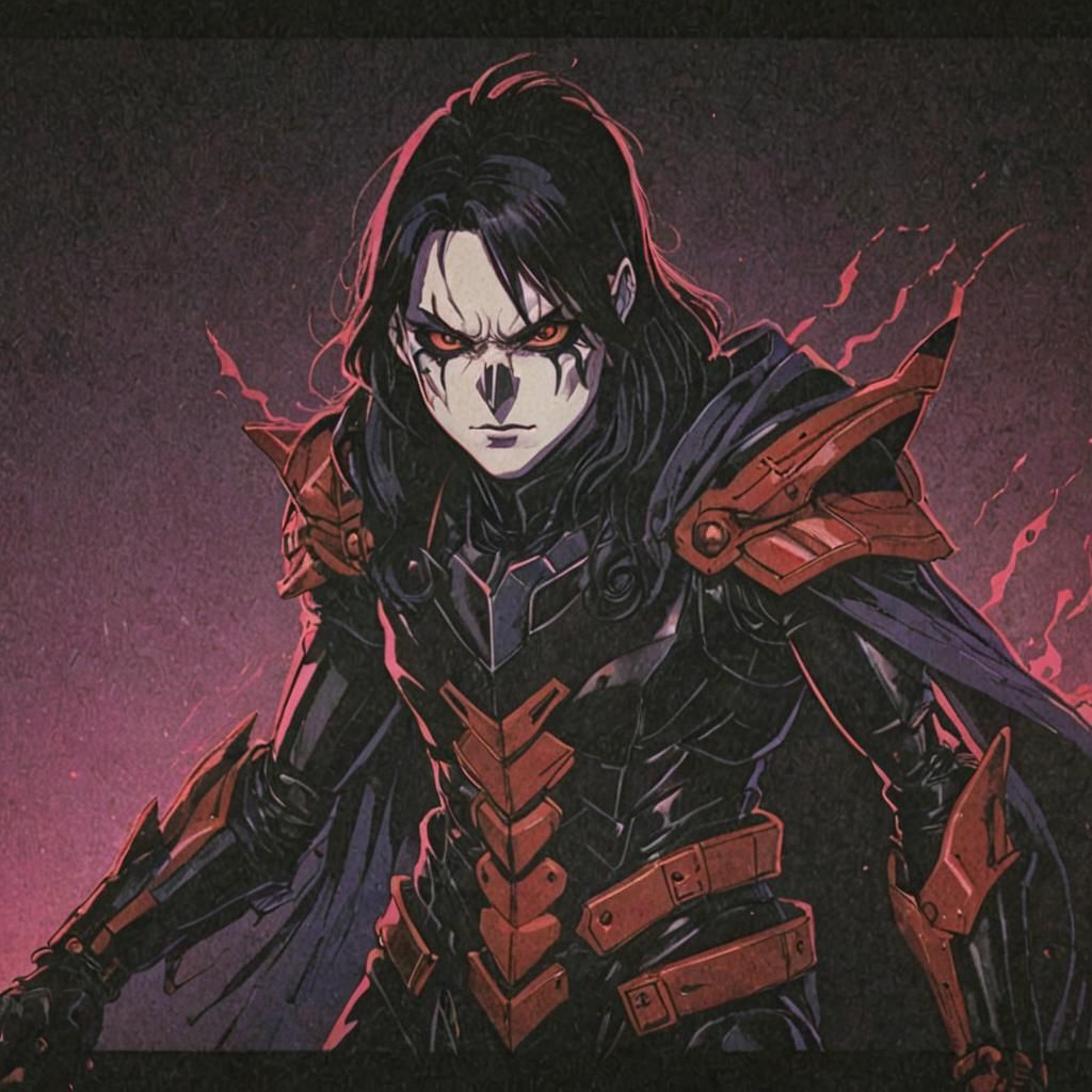Dark Villain in 80s Anime Style