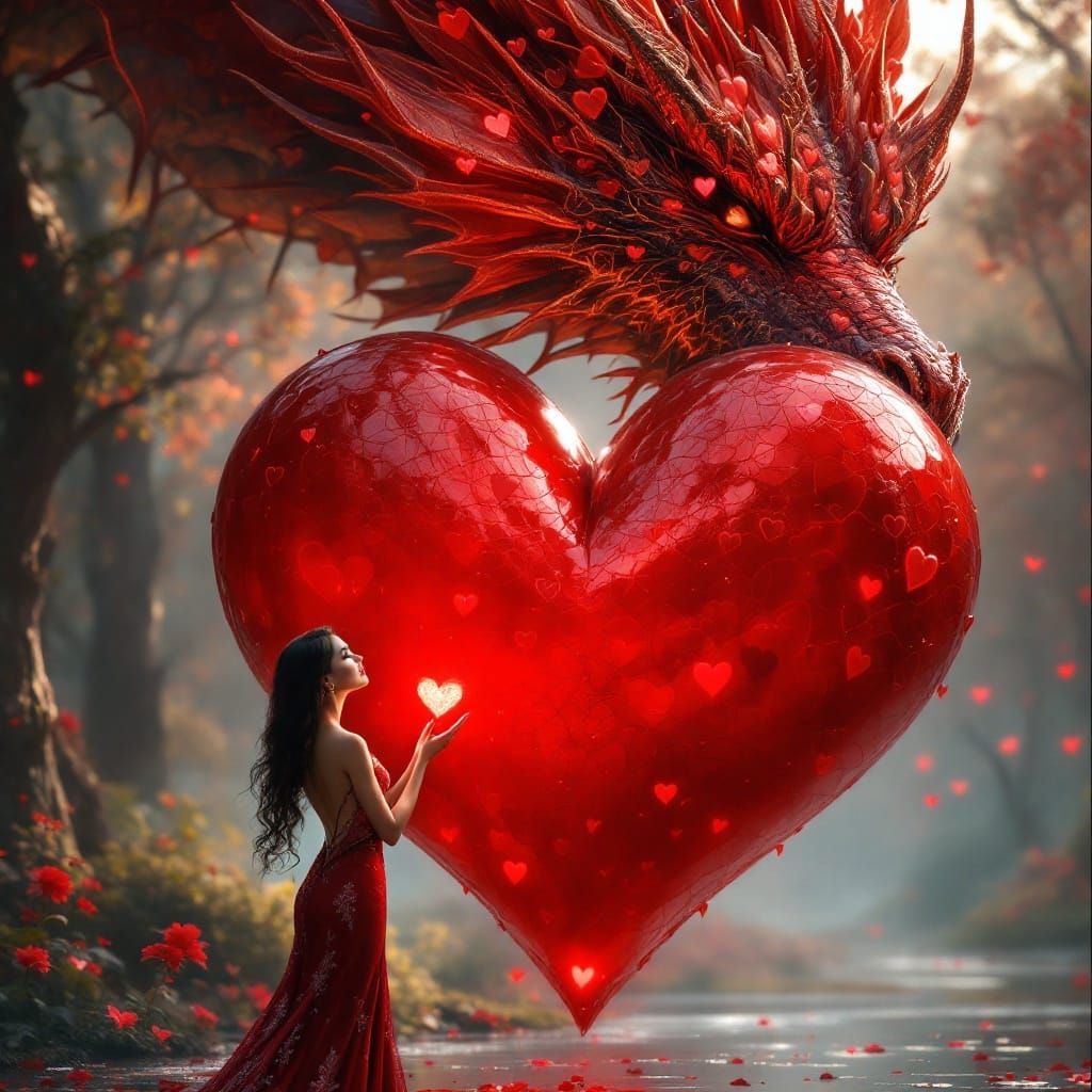 Stunning Raven-Haired Latin Woman Admires Majestic Dragon in...