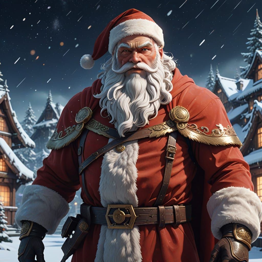 Santa Titan in Majestic Winter Wonderland