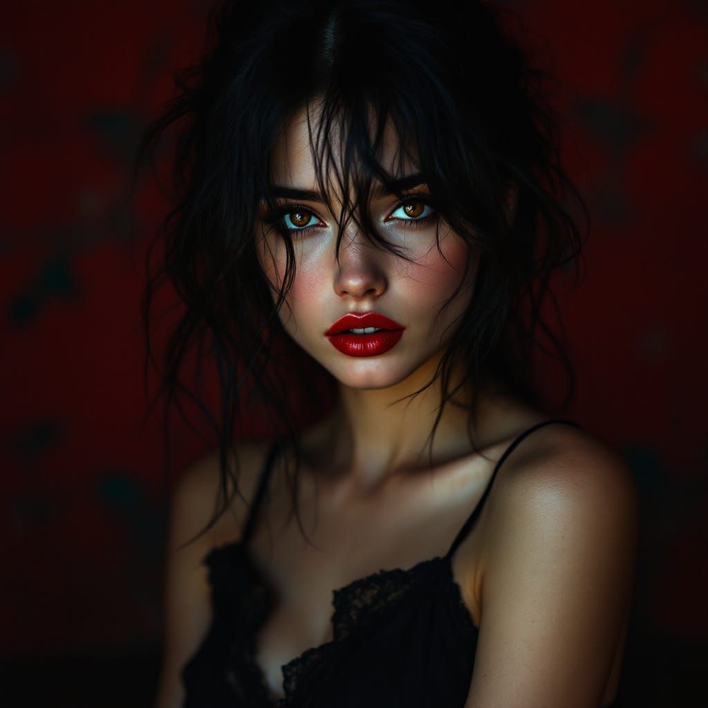 Mysterious Enchantress in Elegant Attire