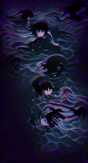 Person Submerged in Dark Ink Digital Art