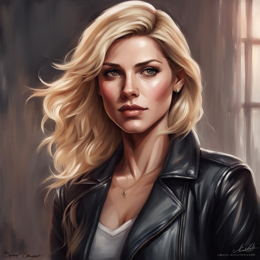 Woman in Leather Jacket: Digital Fanart Portrait