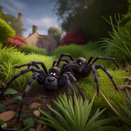 Spiders in a 1700s Garden: Fantasy Concept Art
