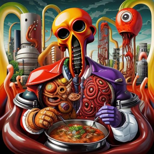 Surreal Cubist Dreamscape of Anthropomorphic Organs