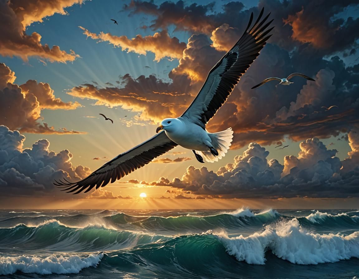 Albatross in Flight: Epic Digital Matte Painting