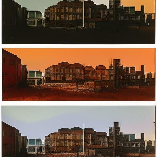 Open-Hearth Furnaces Burning at Night