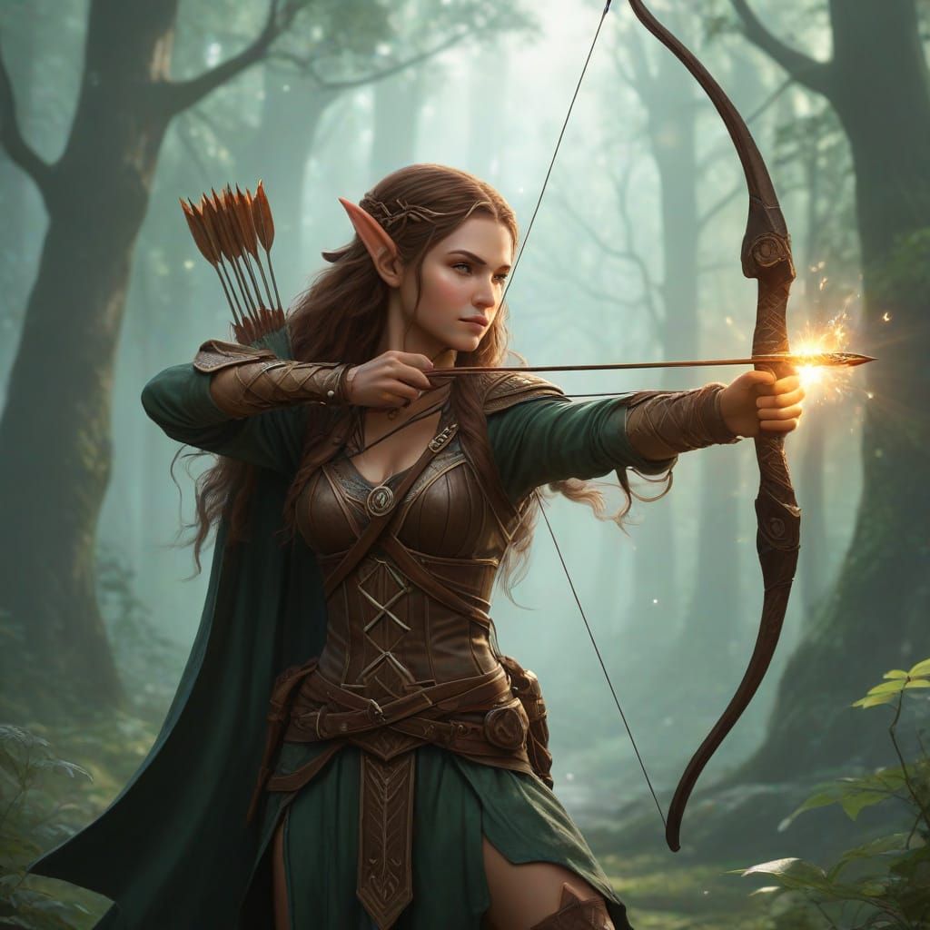 Woodland Elf Goddess with Magical Arrow