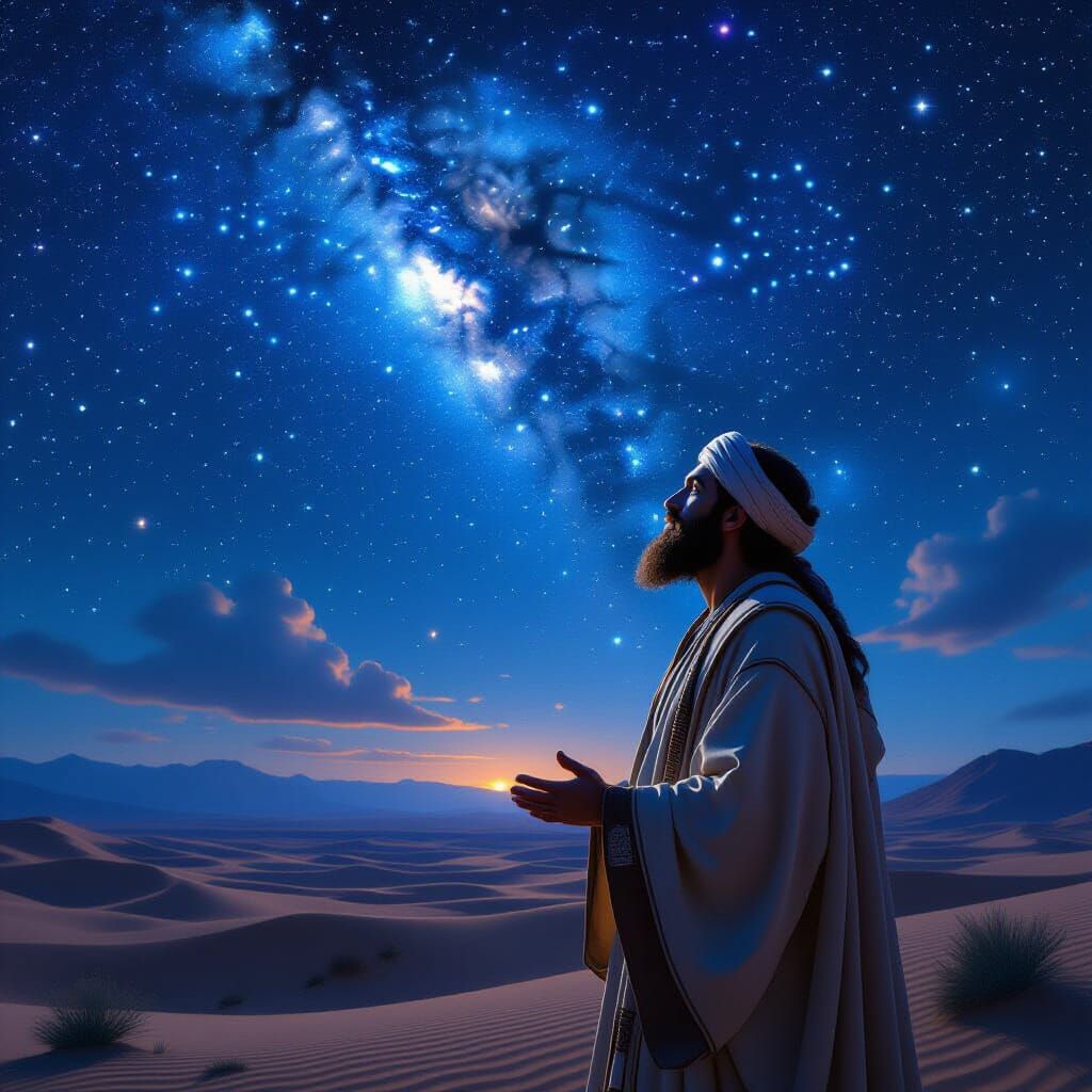 Abraham's Vision: Starry Sky in Hyper-Realistic Art