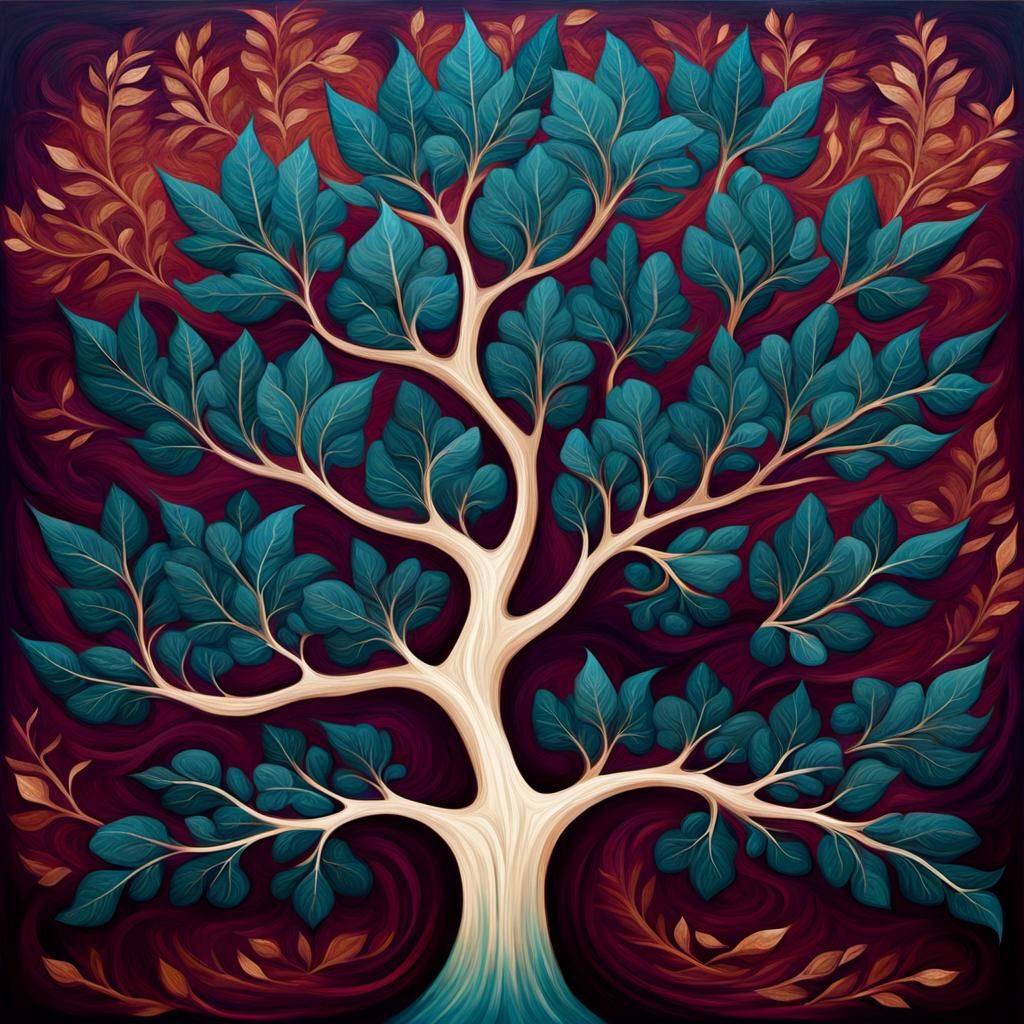 Stylized Tree with Abstract Leaves as Matte Painting