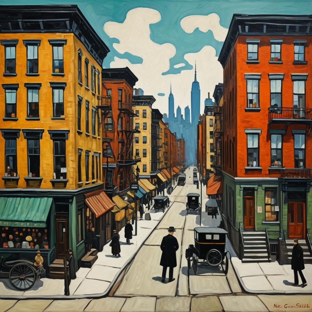 Greenwich Village Oil Painting in Expressionist Style